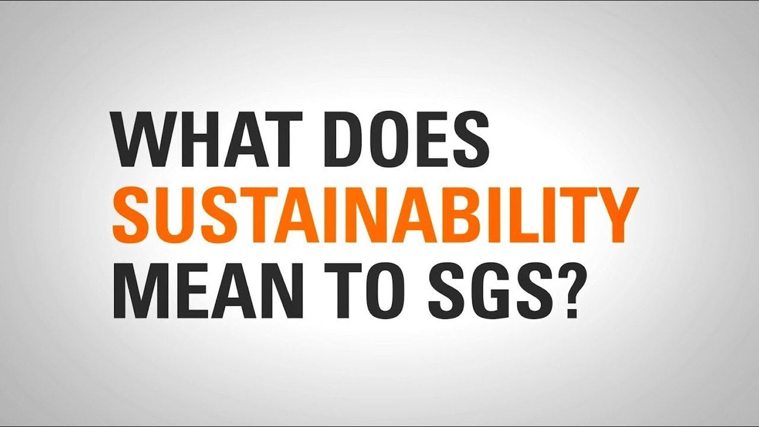 Sustainability at SGS