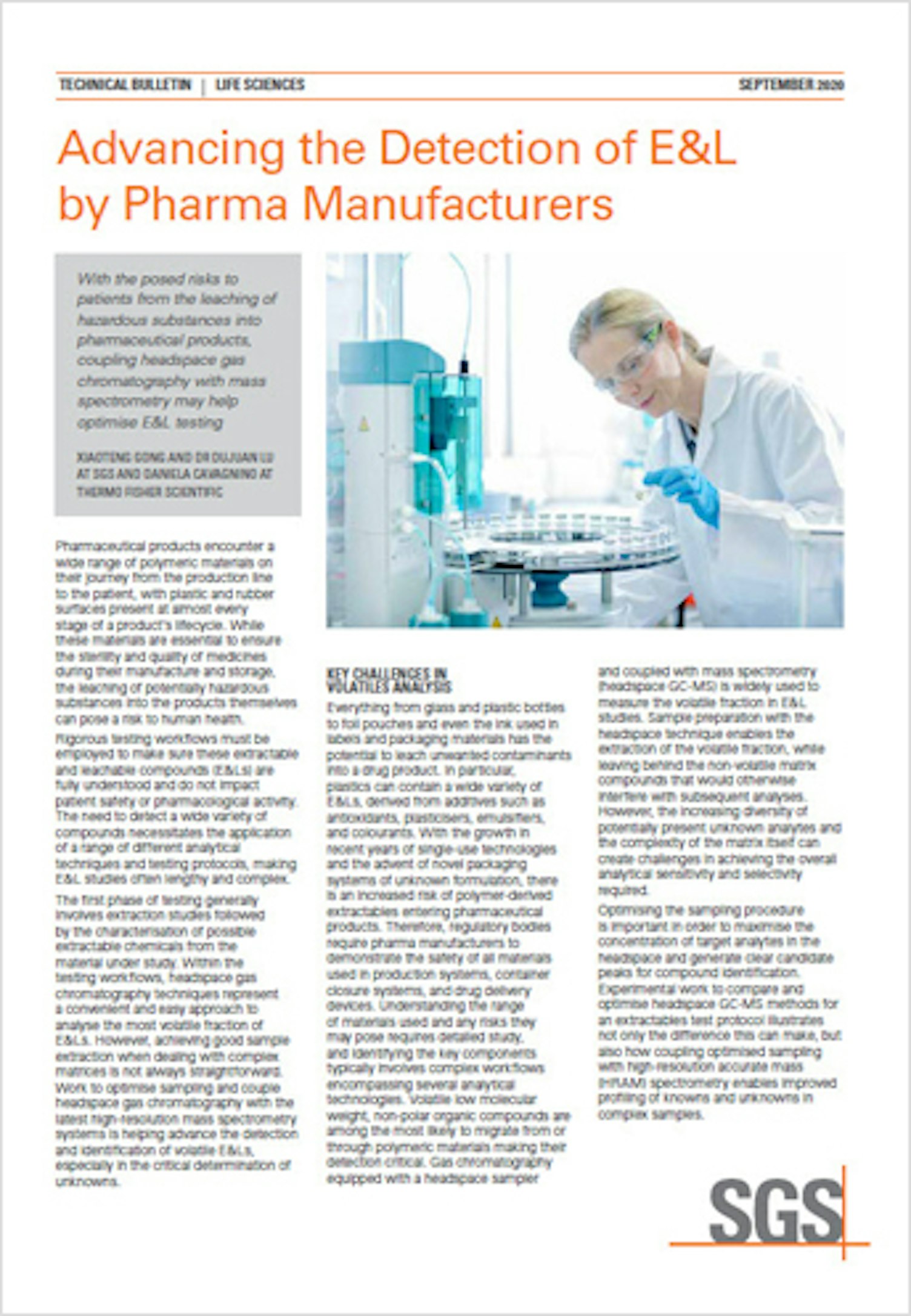 Advancing the Detection of E and L by Pharma Manufacturers 
