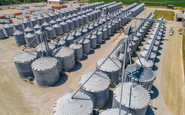 Aerial Shot of Grain Storage Facility