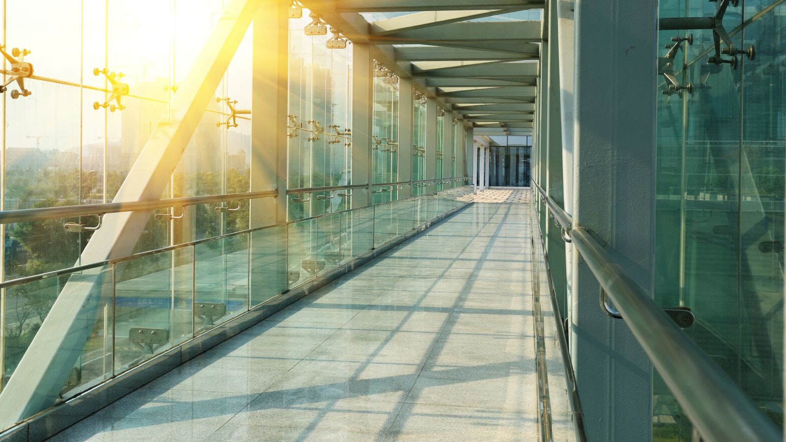 Glass Corridor in a Modern Building