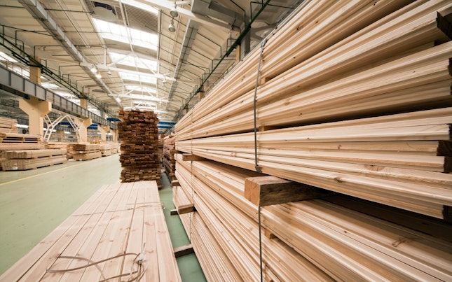 Wood Planks Stored in a Warehouse